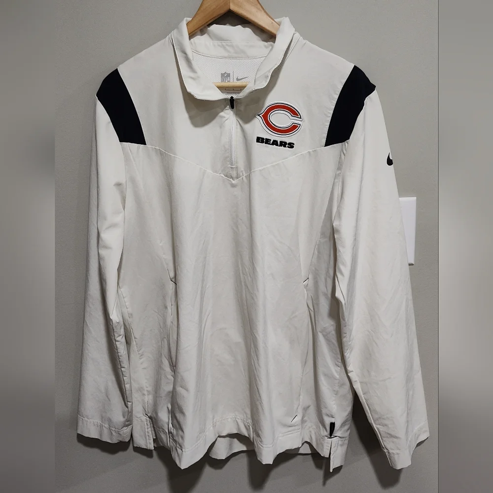 NFL Chicago Bears Nike Coaches Sideline L/S White 1/4 Zip Jacket Golf Men's Sz L